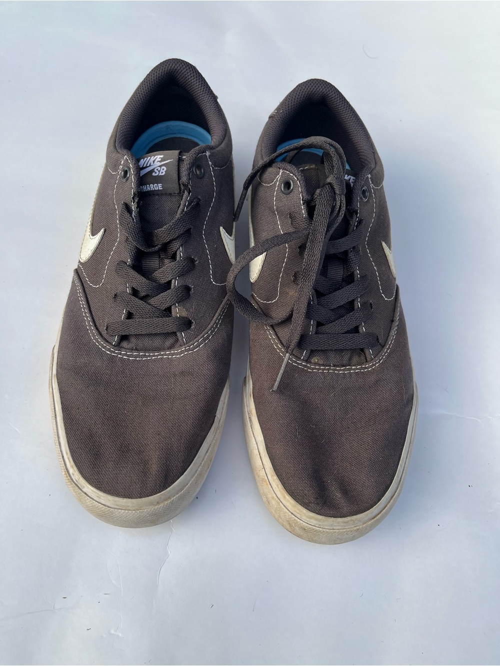 Nike Men's Black Canvas Skate Sneakers White Swoosh Size 8.5